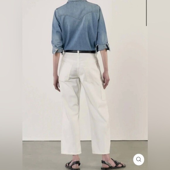 Nili Lotan Violette High-Rise Distressed Wide-Leg Jeans - Cream Wash Size 30 NWT - Picture 4 of 5